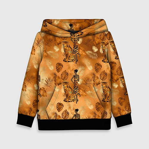 Детская толстовка Дама с тигром / 3D-Черный – фото 1