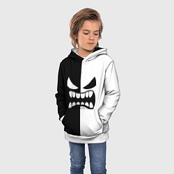 Толстовка-худи детская Geometry Dash: White x Black, цвет: 3D-белый — фото 2