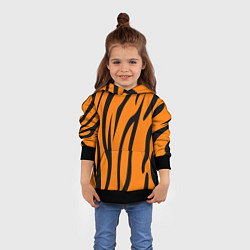 Толстовка-худи детская Текстура тиграtiger, цвет: 3D-черный — фото 2