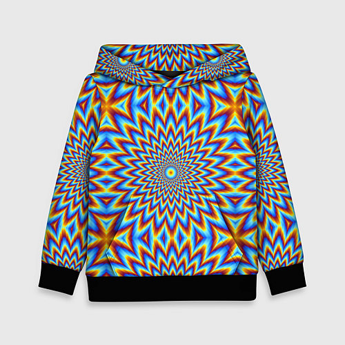 Детская толстовка Пульсирующий синий цветок иллюзия движения / 3D-Черный – фото 1