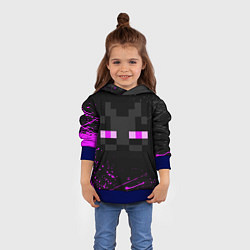 Толстовка-худи детская MINECRAFT ЭНДЕРМЕН ЛИЦО, БРЫЗГИ КРАСОК, цвет: 3D-синий — фото 2