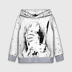 Толстовка-худи детская ВЕДЬМАК С МЕЧОМ ЗНАКИ НА СПИНЕ, цвет: 3D-меланж