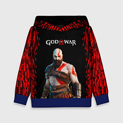 Толстовка-худи детская God of War красные разводы, цвет: 3D-синий