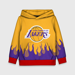 Толстовка-худи детская LA LAKERS NBA FIRE ЛЕЙКЕРС ОГОНЬ, цвет: 3D-красный