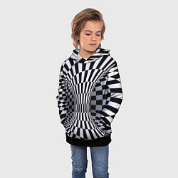 Толстовка-худи детская Оптическая Иллюзия, черно белая, цвет: 3D-черный — фото 2