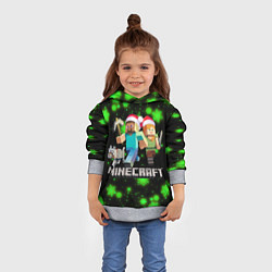 Толстовка-худи детская НОВОГОДНИЙ MINECRAFT ГЕРОИ ИГРЫ, цвет: 3D-меланж — фото 2