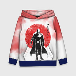 Толстовка-худи детская Сайтама красный дым One Punch-Man, цвет: 3D-синий