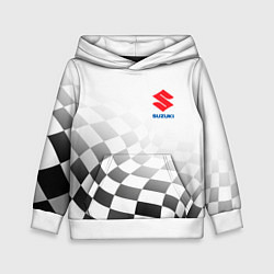 Толстовка-худи детская Suzuki, Сузуки Спорт, Финишный флаг, цвет: 3D-белый