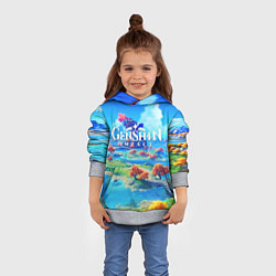 Толстовка-худи детская МИР ГЕНШИН ИМПАКТ WORLD GENSHIN IMPACT, цвет: 3D-меланж — фото 2