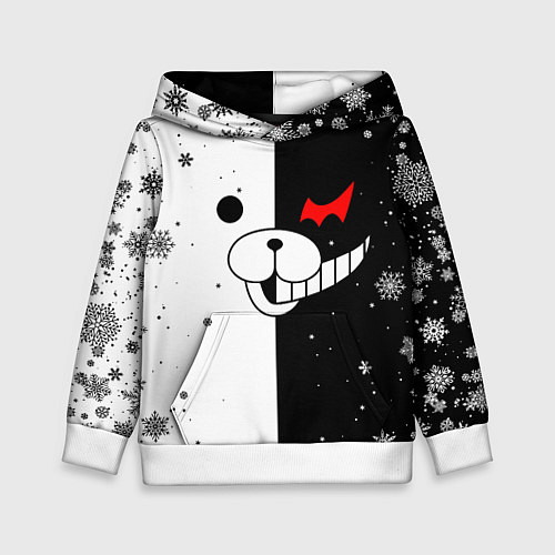 Детская толстовка НОВОГОДНИЙ МОНОКУМА ЧЁРНО БЕЛЫЙ НОВЫЙ ГОД 2022 / 3D-Белый – фото 1