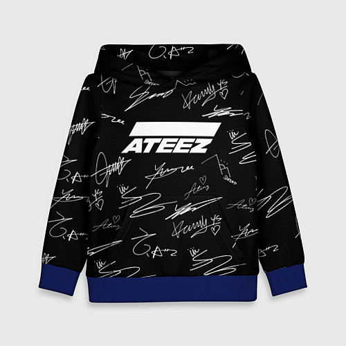 Детская толстовка ATEEZ БЕЛЫЕ АВТОГРАФЫ УЗОР / 3D-Синий – фото 1