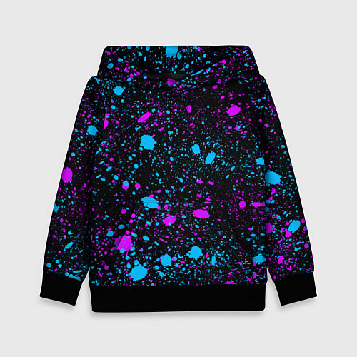 Детская толстовка Брызги неоновые ярких красок / 3D-Черный – фото 1