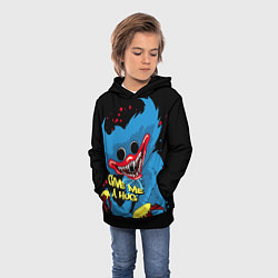 Толстовка-худи детская Huggy Wuggy - Poppy Playtime, цвет: 3D-черный — фото 2
