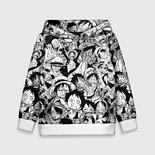 Детская толстовка МАНКИ Д ЛУФФИ ЧЁРНО БЕЛЫЙ / 3D-Белый – фото 1