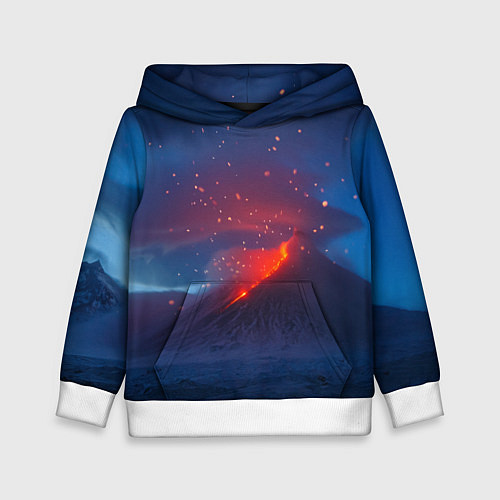 Детская толстовка Извержение вулкана ночью / 3D-Белый – фото 1