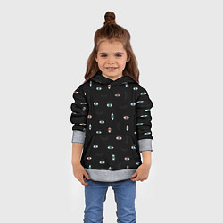 Толстовка-худи детская Разноцветные глаза паттерн, цвет: 3D-меланж — фото 2