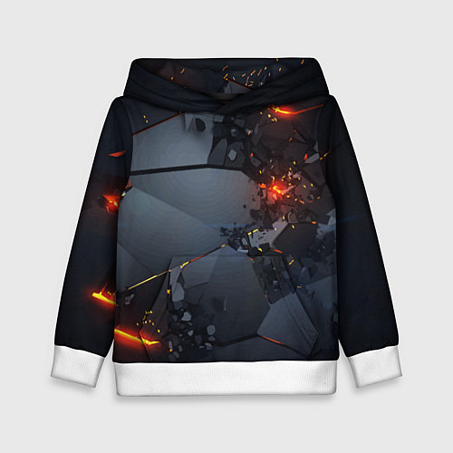 Детская толстовка НЕОНОВЫЙ ВЗРЫВ ПЛИТЫ, ОБЛОМКИ NEON EXPLOSION / 3D-Белый – фото 1