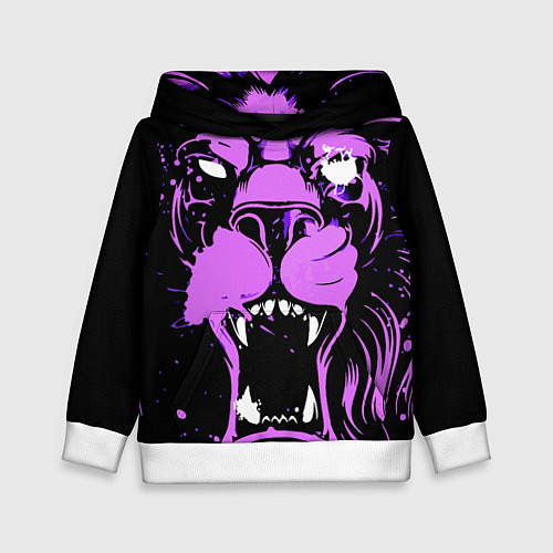 Детская толстовка Neon pink lion / 3D-Белый – фото 1