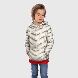 Толстовка-худи детская Бежевые Узоры, цвет: 3D-красный — фото 2