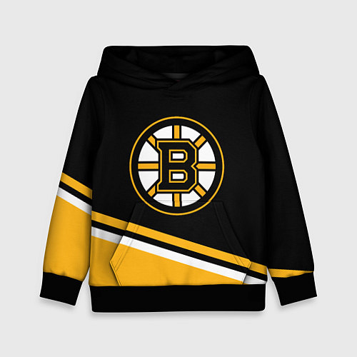 Детская толстовка Бостон Брюинз, Boston Bruins Диагональные полосы / 3D-Черный – фото 1