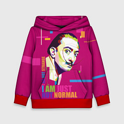 Толстовка-худи детская Salvador Dali: I am just not normal, цвет: 3D-красный