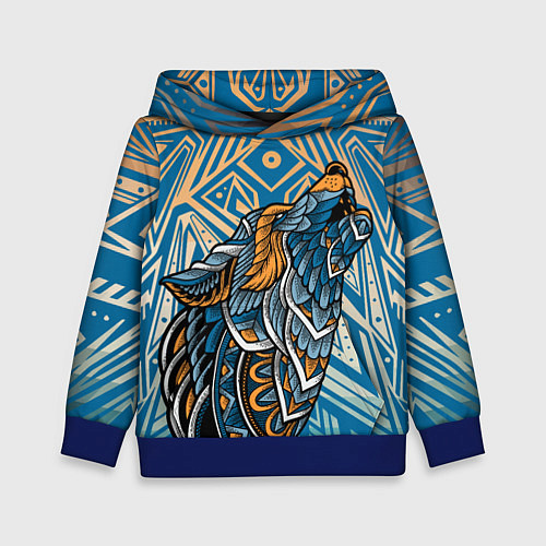 Детская толстовка Синий волк в графике / 3D-Синий – фото 1