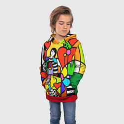 Толстовка-худи детская Romero Britto - valentines day, цвет: 3D-красный — фото 2