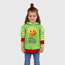 Толстовка-худи детская Подсолнух Plants vs Zombies, цвет: 3D-красный — фото 2