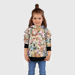 Толстовка-худи детская Дикие животные паттерн, цвет: 3D-черный — фото 2