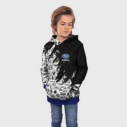 Толстовка-худи детская Subaru - Паттерн логотипов авто, цвет: 3D-синий — фото 2