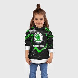 Толстовка-худи детская Skoda: Auto Logo, цвет: 3D-белый — фото 2