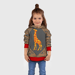 Толстовка-худи детская Жираф из листьев, цвет: 3D-красный — фото 2