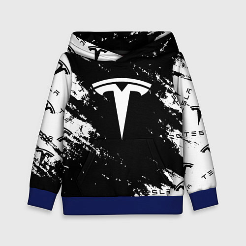 Детская толстовка Tesla logo texture / 3D-Синий – фото 1