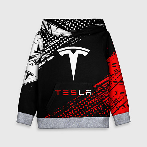 Детская толстовка Tesla - Logo Pattern / 3D-Меланж – фото 1