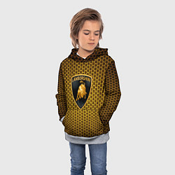 Толстовка-худи детская Lamborghini gold соты, цвет: 3D-меланж — фото 2