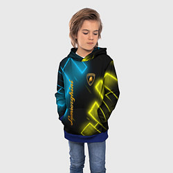 Толстовка-худи детская Lamborghini - Неоновые фигуры, цвет: 3D-синий — фото 2