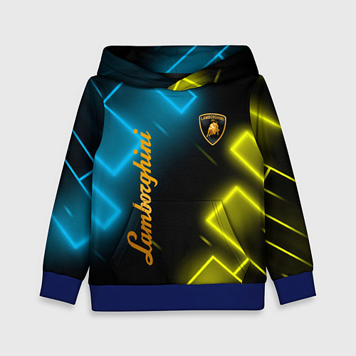 Детская толстовка Lamborghini - Неоновые фигуры / 3D-Синий – фото 1