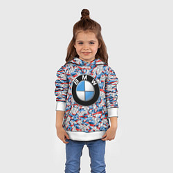 Толстовка-худи детская BMW M PATTERN LOGO, цвет: 3D-белый — фото 2