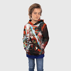 Толстовка-худи детская Каэдэхара Кадзуха-странствующий самурай, цвет: 3D-синий — фото 2