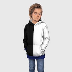 Толстовка-худи детская Black and white чб, цвет: 3D-синий — фото 2