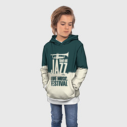 Толстовка-худи детская Джаз Живая Музыка, цвет: 3D-белый — фото 2