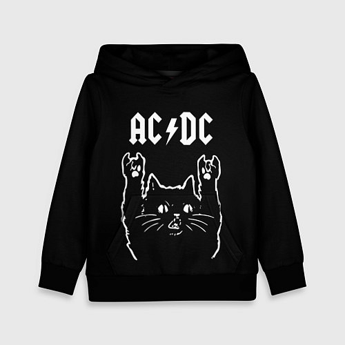 Детская толстовка AC DC, Рок кот / 3D-Черный – фото 1