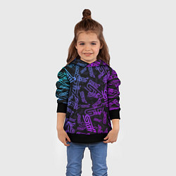 Толстовка-худи детская STI NEON PATTERN, цвет: 3D-черный — фото 2