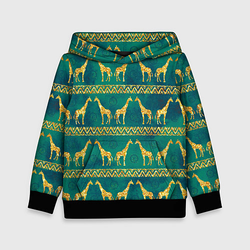Детская толстовка Золотые жирафы паттерн / 3D-Черный – фото 1