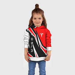 Толстовка-худи детская ТЕСЛА - КРАСНЫЙ СПОРТИВНЫЙ, цвет: 3D-белый — фото 2