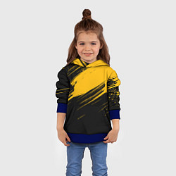 Толстовка-худи детская Black and yellow grunge, цвет: 3D-синий — фото 2