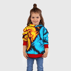 Толстовка-худи детская НЕОНОВЫЕ ДРАКОНЫ NEON DRAGONS, цвет: 3D-красный — фото 2