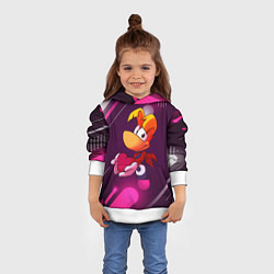 Толстовка-худи детская Rayman держит сердце в руках, цвет: 3D-белый — фото 2