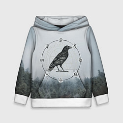Толстовка-худи детская ВОРОН НА РУНАХ РУНЫ, цвет: 3D-белый