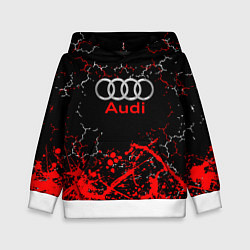 Толстовка-худи детская AUDI АУДИ брызги, цвет: 3D-белый